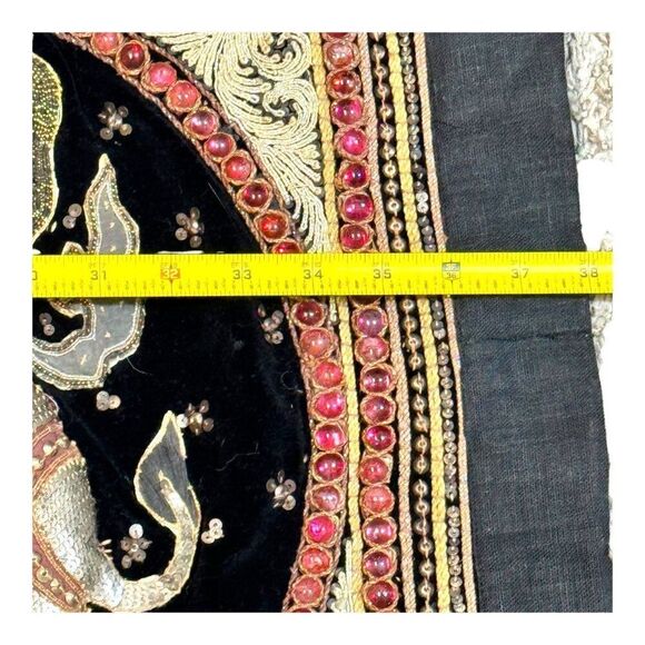 Handcrafted Kalaga Vintage Tapestry Stones Heavy Embellishments & Elephant 38" - Picture 5 of 8